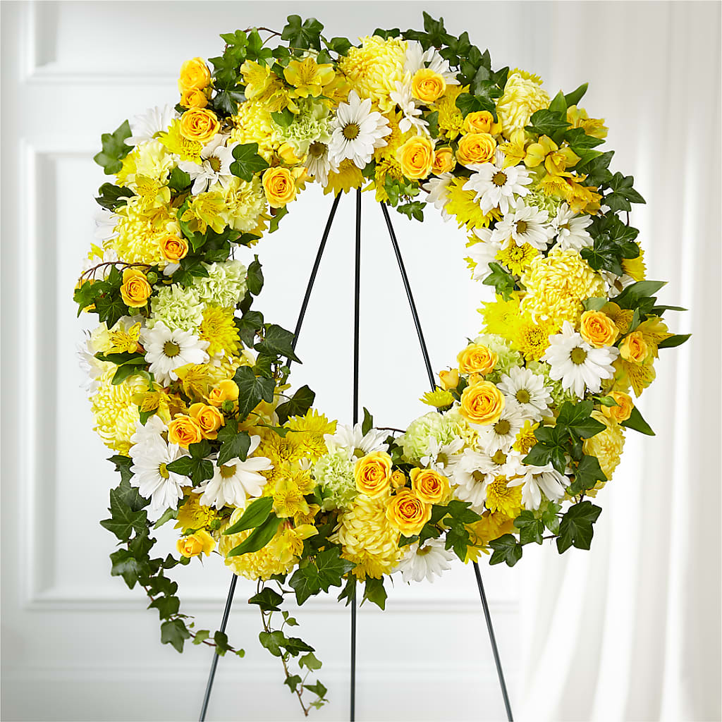 Golden Remembrance Wreath – Blooms And Gifts, Concord CA