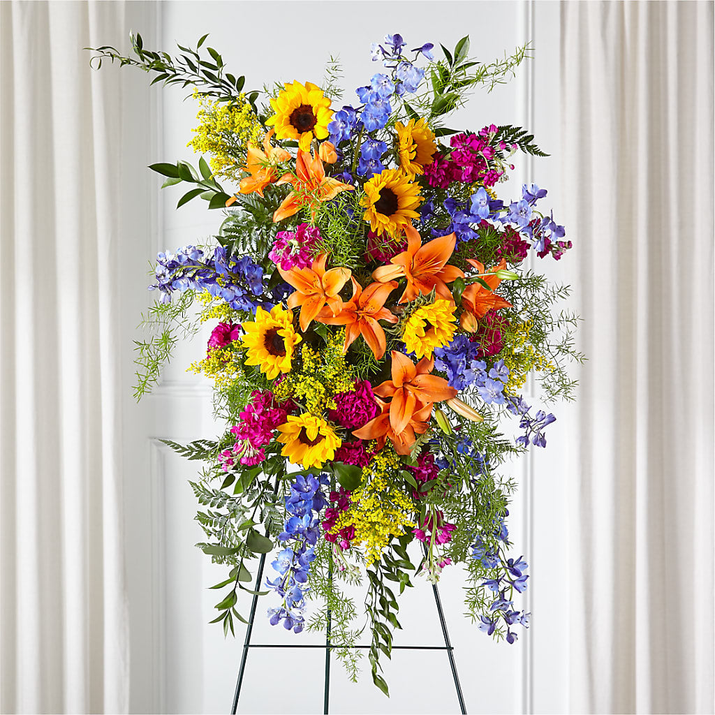 Sunlit Memories Standing Spray (Standard) – Blooms And Gifts, Concord CA
