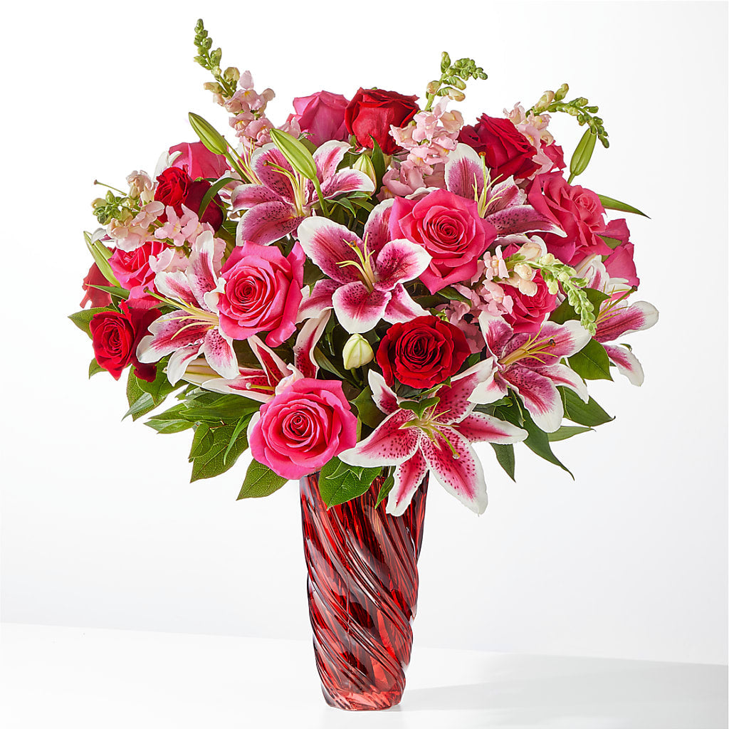Always You Bouquet with Luxe Swirl Vase – Blooms And Gifts, Concord CA