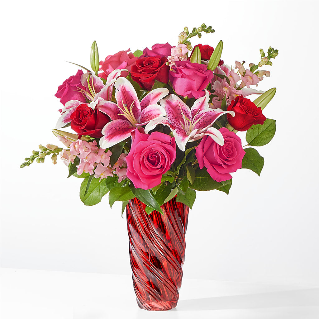 Always You Bouquet with Luxe Swirl Vase – Blooms And Gifts, Concord CA