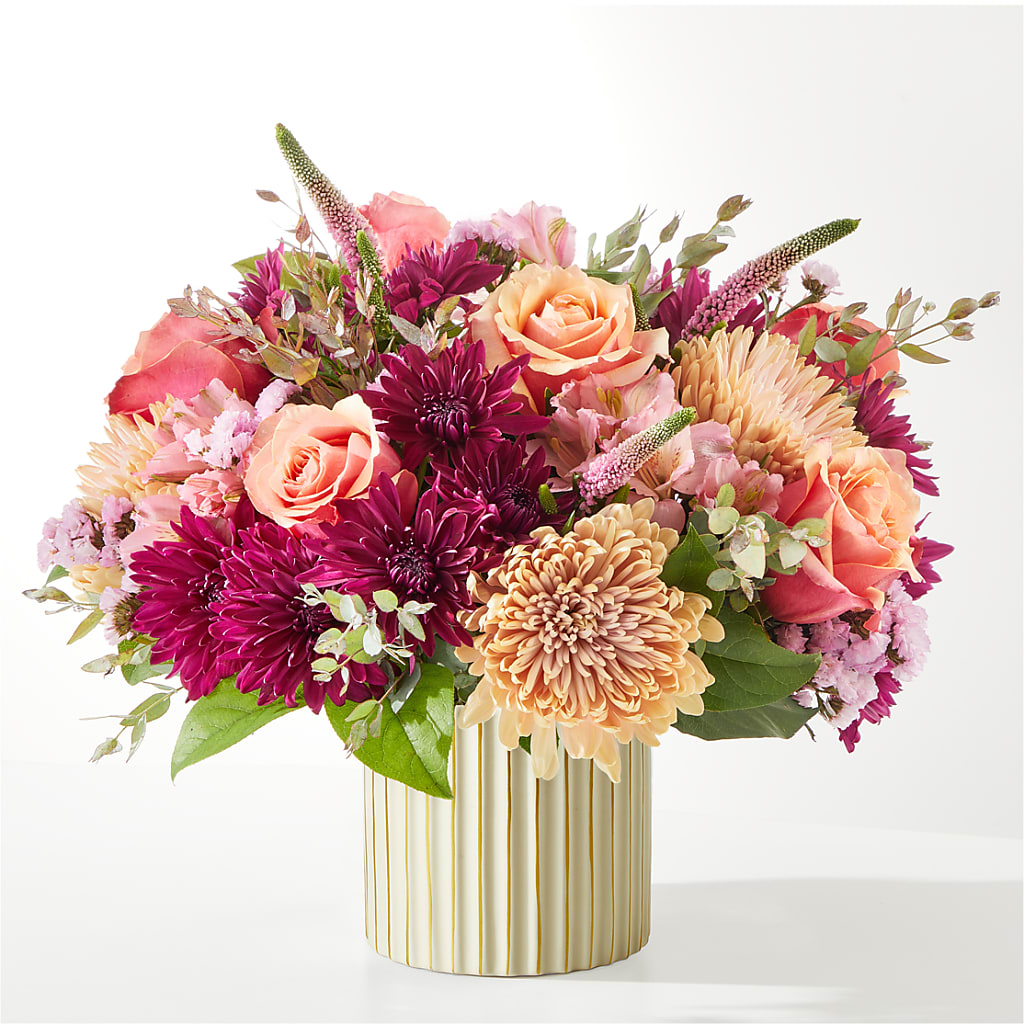 Berry Cobbler Bouquet with Ivory Vase – Blooms And Gifts, Concord CA
