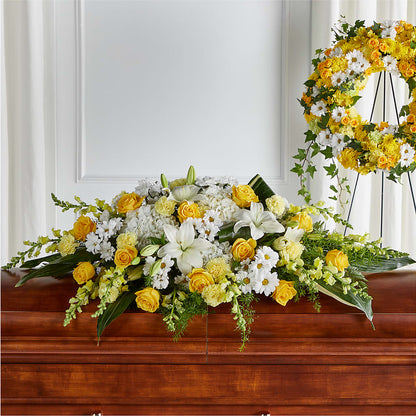 Golden Harmony Casket Spray –  Blooms And Gifts, Concord CA