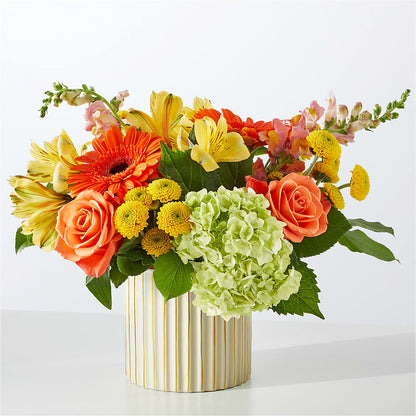 Autumn Sunshine Bouquet with Ivory Vase –  Blooms And Gifts, Concord CA