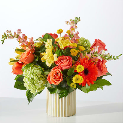 Autumn Sunshine Bouquet with Ivory Vase –  Blooms And Gifts, Concord CA