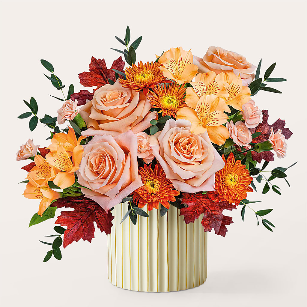 Spiced Latte Bouquet with Ivory Vase –  Blooms And Gifts, Concord CA