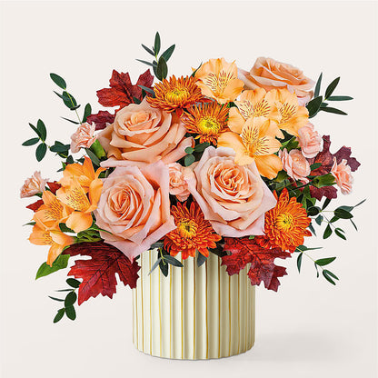 Spiced Latte Bouquet with Ivory Vase –  Blooms And Gifts, Concord CA