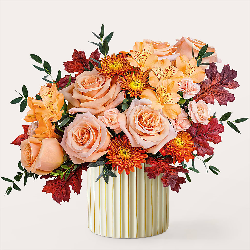 Spiced Latte Bouquet with Ivory Vase –  Blooms And Gifts, Concord CA